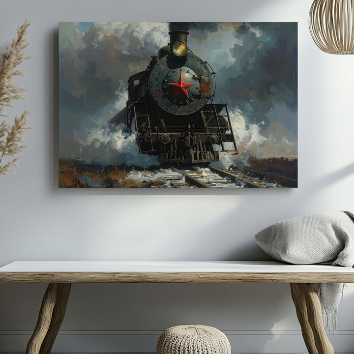 Steam & Shadows Canvas – Vintage Locomotive in Smoke and Mist Wall Art - Gifitto