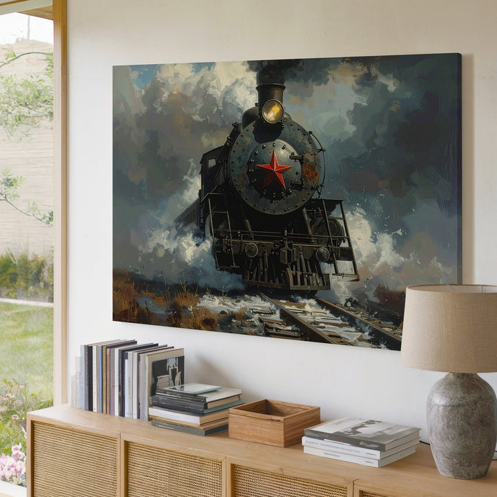 Steam & Shadows Canvas – Vintage Locomotive in Smoke and Mist Wall Art - Gifitto