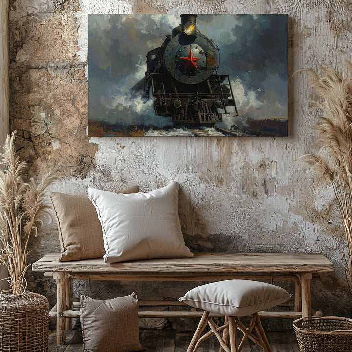 Steam & Shadows Canvas – Vintage Locomotive in Smoke and Mist Wall Art - Gifitto