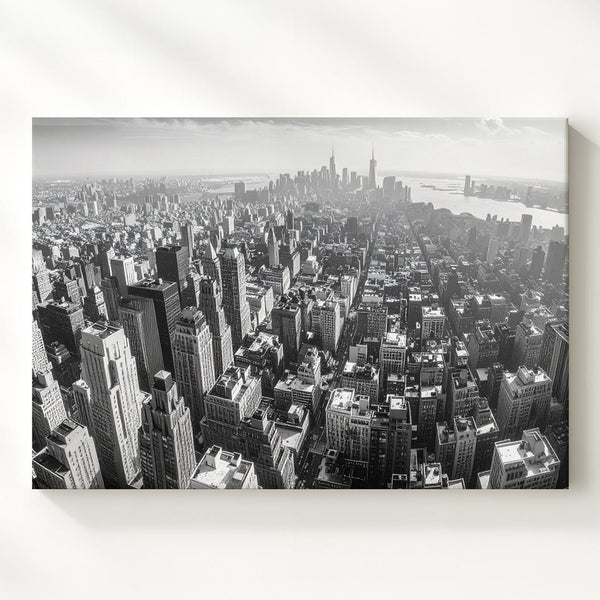 Monochrome Urban Skyline Canvas – Panoramic Black & White Cityscape Wall Art - Gifitto