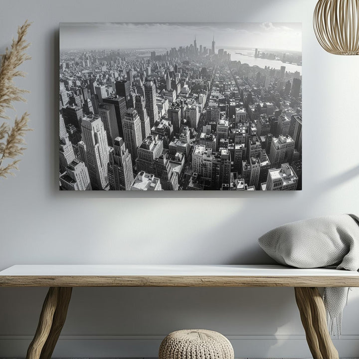 Monochrome Urban Skyline Canvas – Panoramic Black & White Cityscape Wall Art - Gifitto