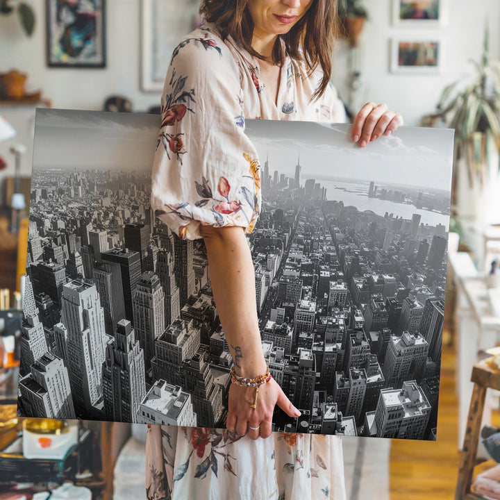 Monochrome Urban Skyline Canvas – Panoramic Black & White Cityscape Wall Art - Gifitto