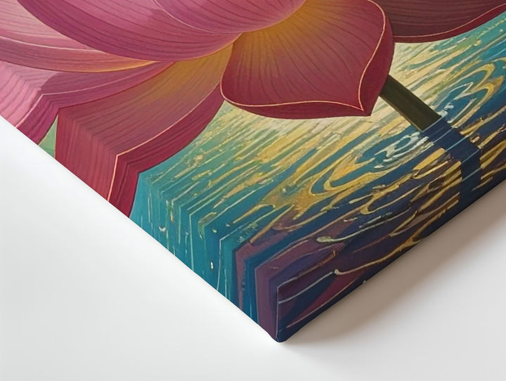 Radiant Lotus & Sun Canvas – Symbolic Spiritual Bloom with Cosmic Harmony - Gifitto