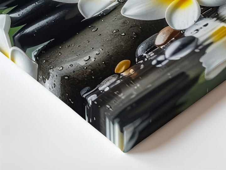 Zen Spa Stones Canvas – Wellness Art with Plumeria, Reflection & Calm Energy - Gifitto