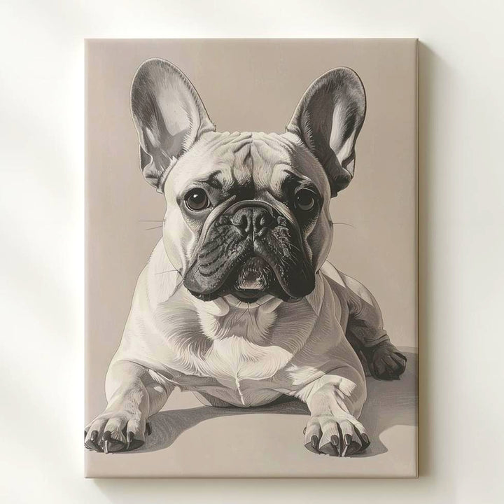 French Bulldog Sketch Canvas – Charismatic Sepia-Toned Dog Portrait - Gifitto