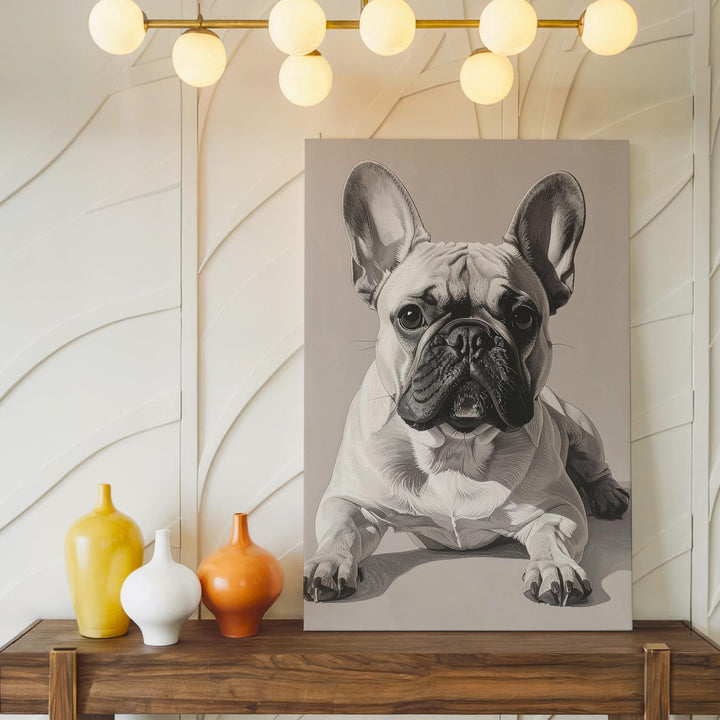 French Bulldog Sketch Canvas – Charismatic Sepia-Toned Dog Portrait - Gifitto