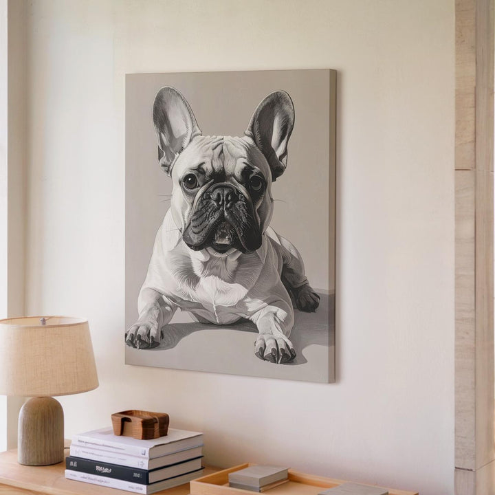 French Bulldog Sketch Canvas – Charismatic Sepia-Toned Dog Portrait - Gifitto
