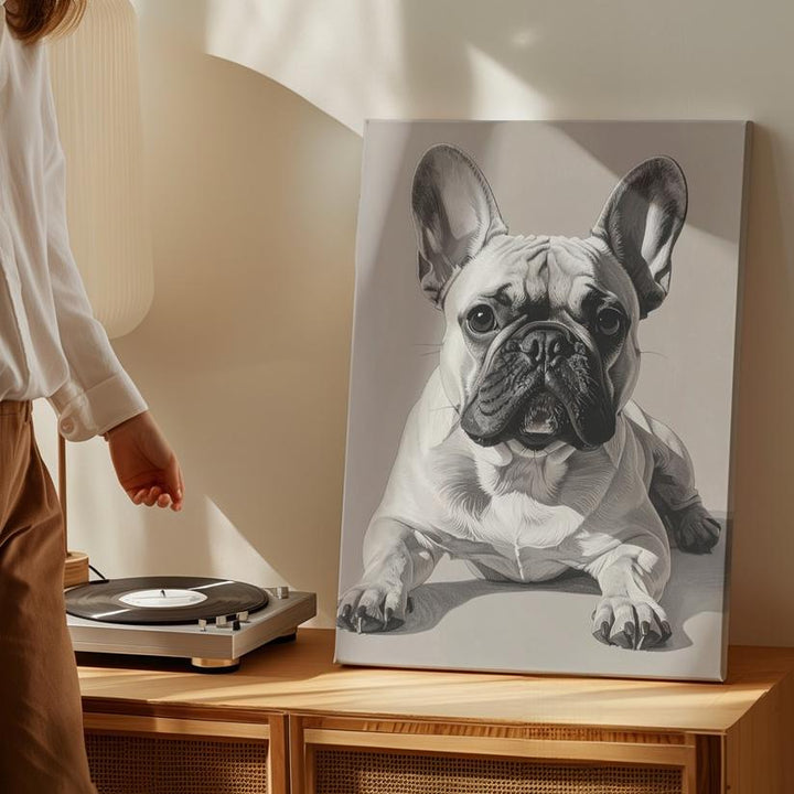 French Bulldog Sketch Canvas – Charismatic Sepia-Toned Dog Portrait - Gifitto