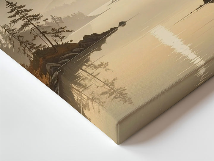 Morning Stillness Canvas – Misty Mountain Lake Landscape Inspired by Mount Fuji - Gifitto