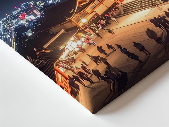 Temple & City Lights Canvas – Nighttime Contrast of Tradition and Modern Japan - Gifitto