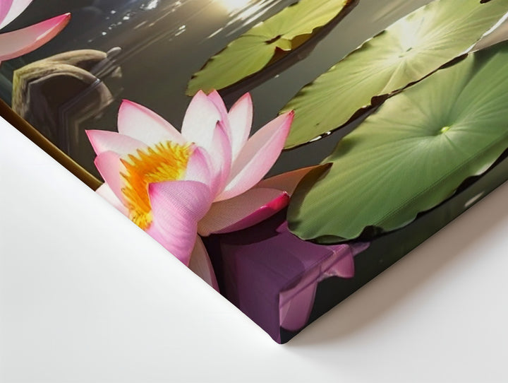 Zen Lotus Pond Canvas – Bamboo Garden Harmony with Light, Water & Stillness - Gifitto