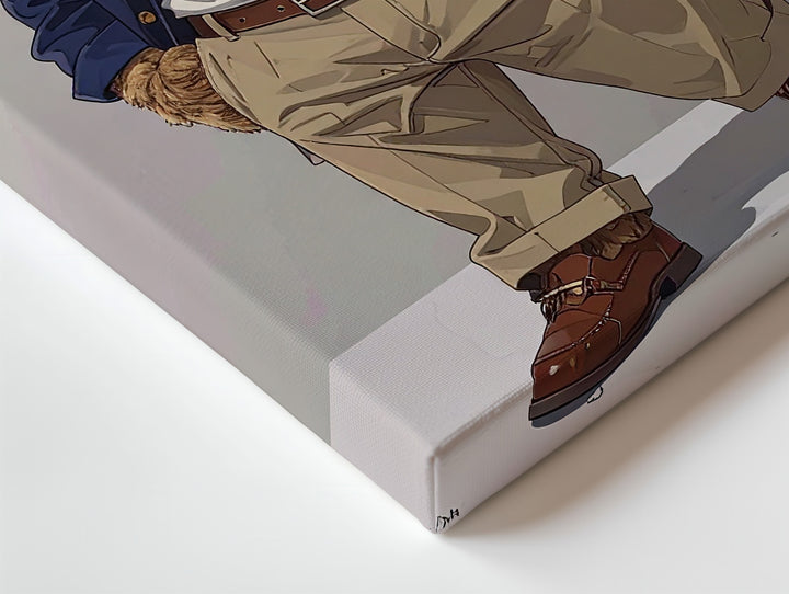 Dapper Teddy Bear Canvas – Whimsical Illustration in Preppy Human Clothing - Gifitto