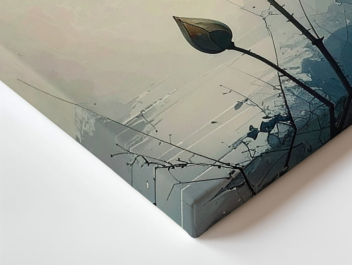Minimalist White Lotus Canvas – Vertical Zen Art of Purity & Stillness - Gifitto