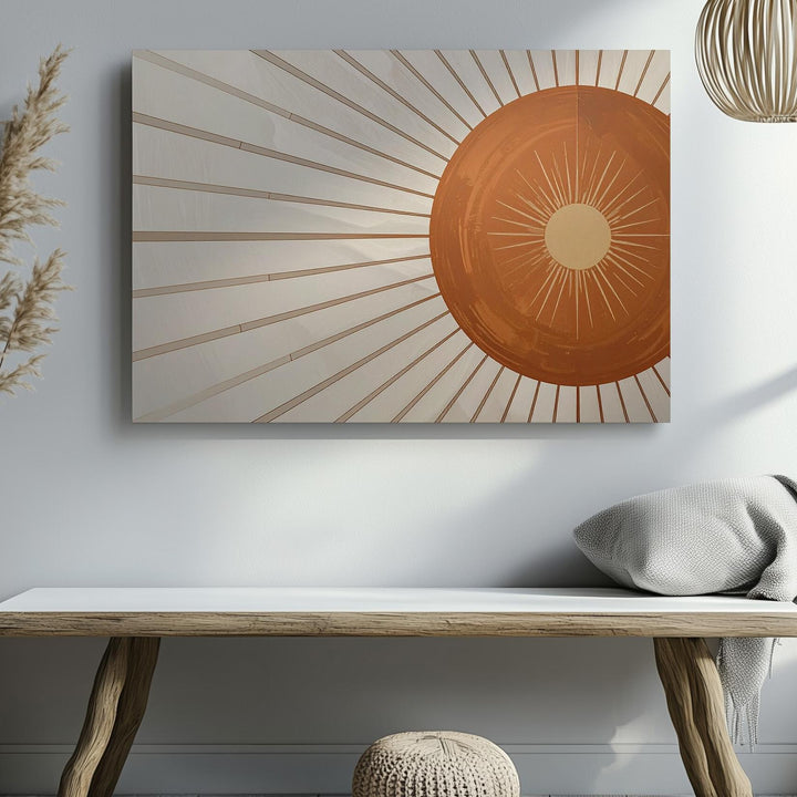 Bold Terracotta Sunburst Canvas – Modern Boho Nursery Wall Art - Gifitto