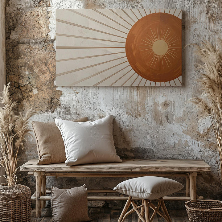 Bold Terracotta Sunburst Canvas – Modern Boho Nursery Wall Art - Gifitto
