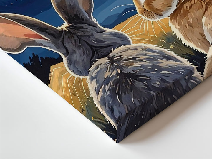 Starry Night Rabbit Canvas – Dreamy Spring Wall Art - Gifitto