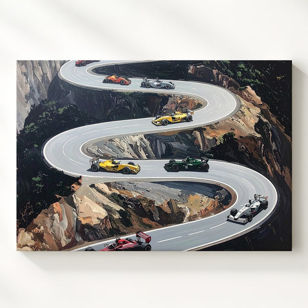 Formula 1 Aerial Track Canvas – Abstract Racing Strategy Wall Art - Gifitto
