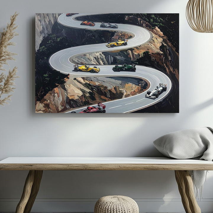 Formula 1 Aerial Track Canvas – Abstract Racing Strategy Wall Art - Gifitto