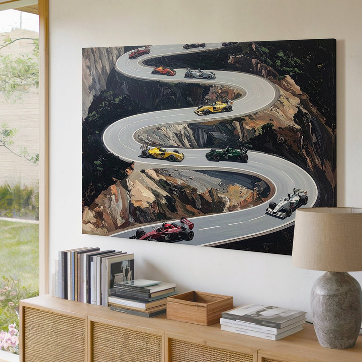 Formula 1 Aerial Track Canvas – Abstract Racing Strategy Wall Art - Gifitto