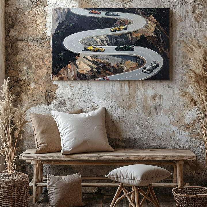 Formula 1 Aerial Track Canvas – Abstract Racing Strategy Wall Art - Gifitto