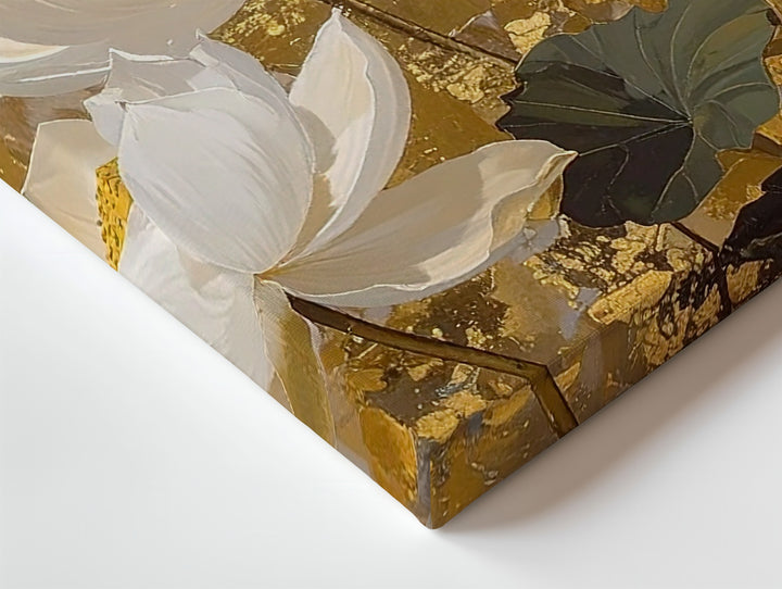 Golden Lotus Elegance Canvas – Refined Floral Wall Art with Sacred Calm - Gifitto