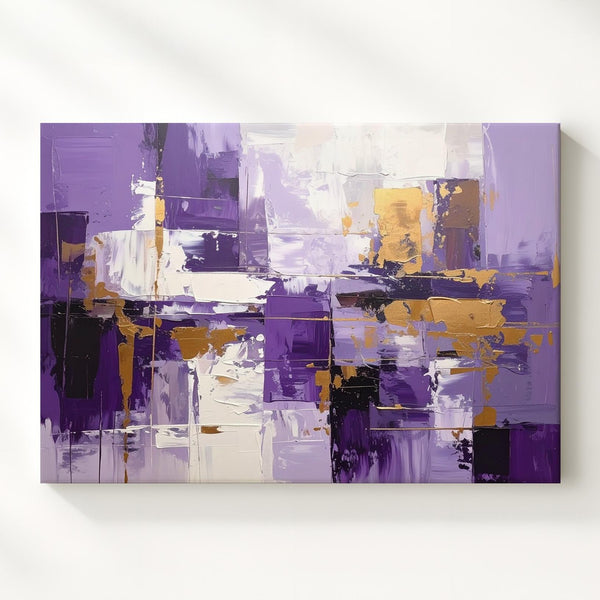 Violet Rhythm Abstract Canvas – Vibrant Purple & Ochre Brushstroke Art - Gifitto
