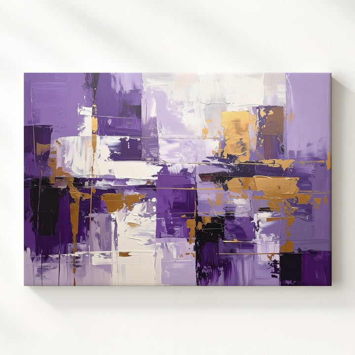 Violet Rhythm Abstract Canvas – Vibrant Purple & Ochre Brushstroke Art - Gifitto