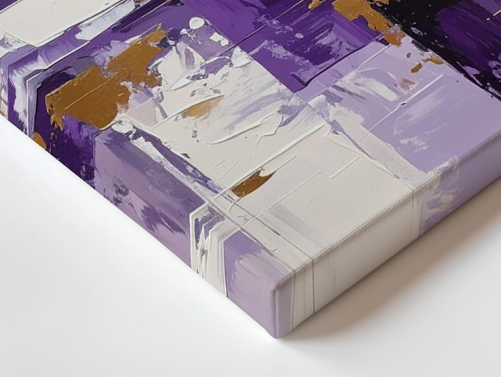 Violet Rhythm Abstract Canvas – Vibrant Purple & Ochre Brushstroke Art - Gifitto