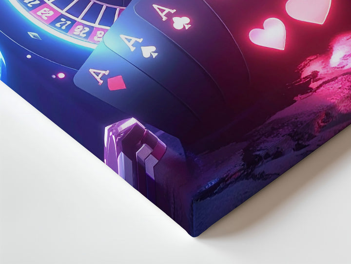 Neon Casino Spin Canvas – Futuristic Roulette & Gaming Elements Wall Art - Gifitto