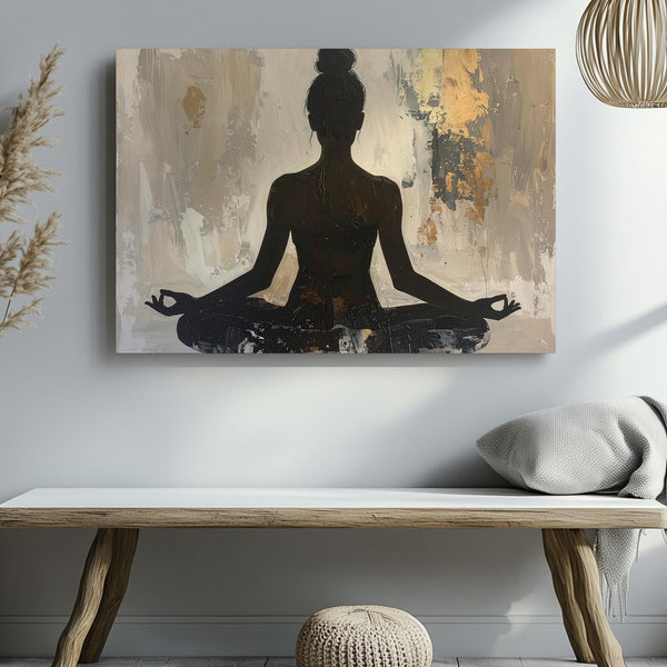 Seated Yoga Woman Canvas – Textured Minimalist Art of Inner Peace & Mindfulness - Gifitto