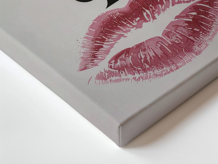 Romantic Ace of Spades Canvas – Playful Graphic Design with Lipstick Kiss Marks - Gifitto