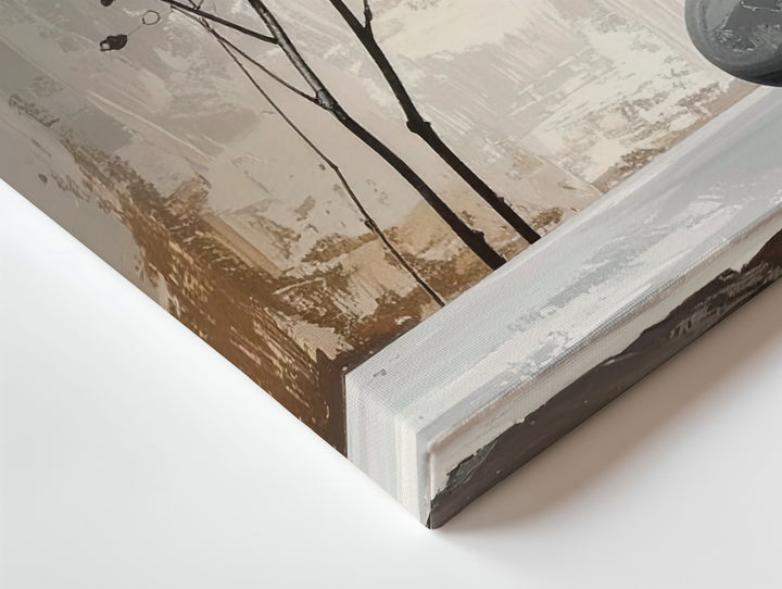Stacked Stones & Botanical Mural Canvas – Minimalist Zen Still Life Art - Gifitto