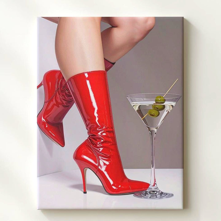 Glamorous Red High-Heeled Boots Canvas – Stylish Martini and Fashion Forward - Gifitto