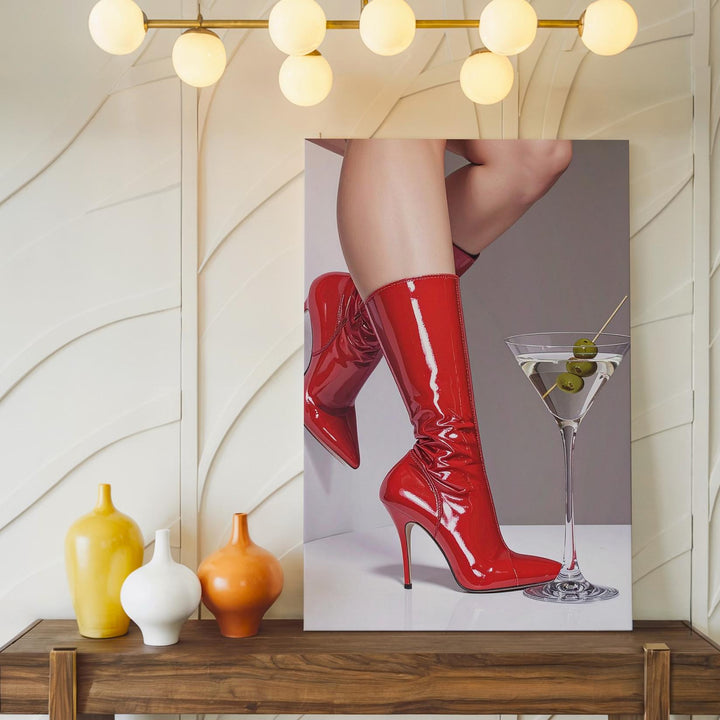 Glamorous Red High-Heeled Boots Canvas – Stylish Martini and Fashion Forward - Gifitto