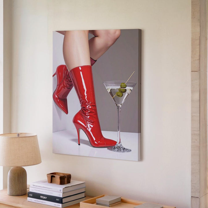 Glamorous Red High-Heeled Boots Canvas – Stylish Martini and Fashion Forward - Gifitto