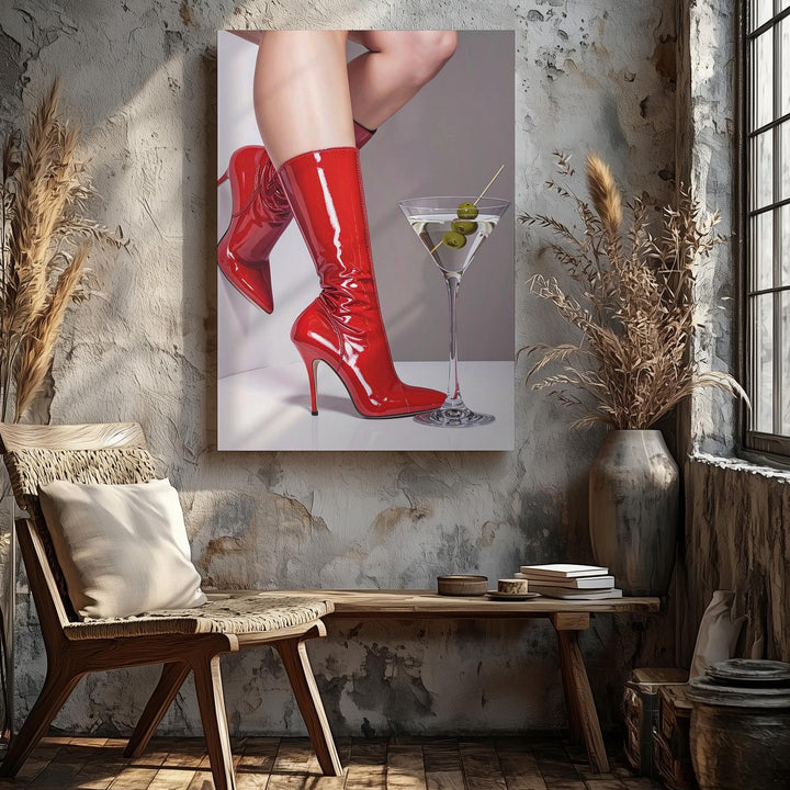 Glamorous Red High-Heeled Boots Canvas – Stylish Martini and Fashion Forward - Gifitto