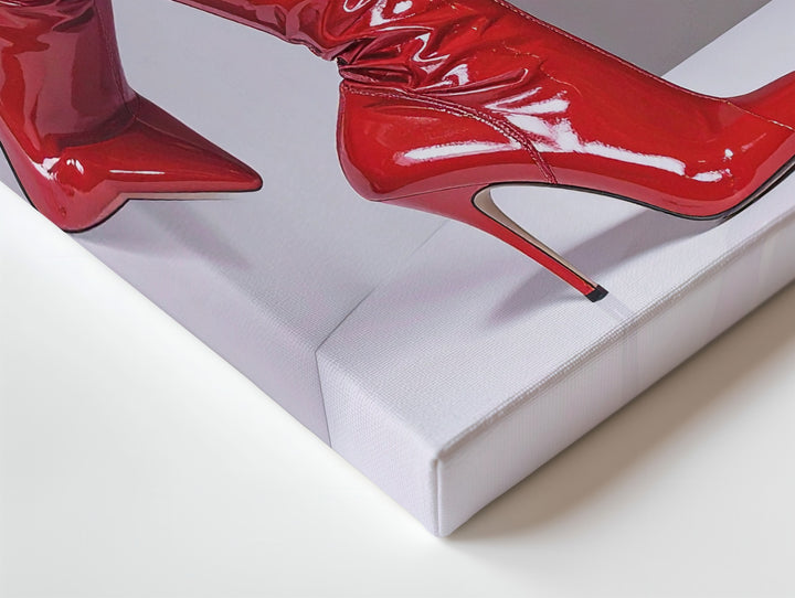 Glamorous Red High-Heeled Boots Canvas – Stylish Martini and Fashion Forward - Gifitto