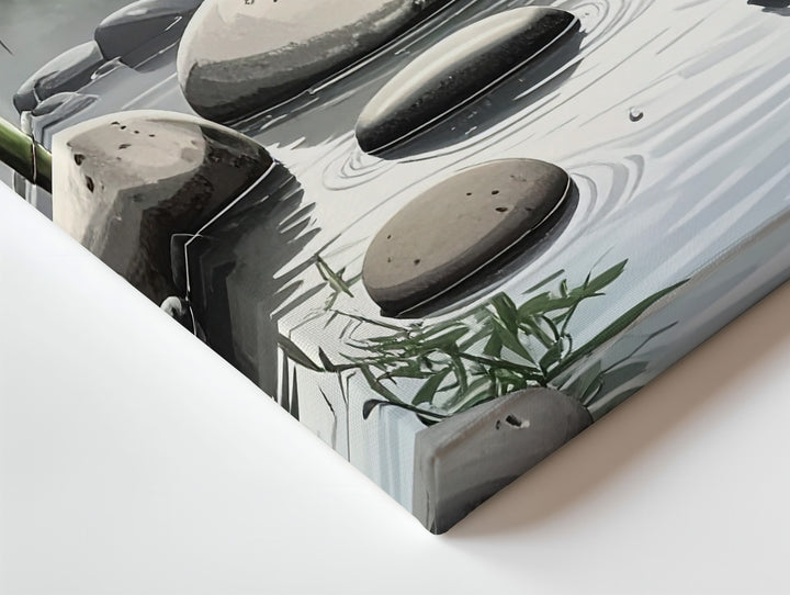 Zen Garden Stones & Bamboo Canvas – Minimalist Reflection of Balance & Stillness - Gifitto