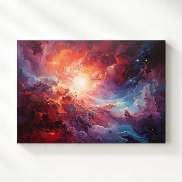 Supernova Burst Canvas – Fiery Cosmic Explosion Wall Art in Red & Violet - Gifitto