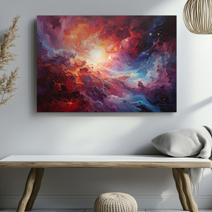 Supernova Burst Canvas – Fiery Cosmic Explosion Wall Art in Red & Violet - Gifitto