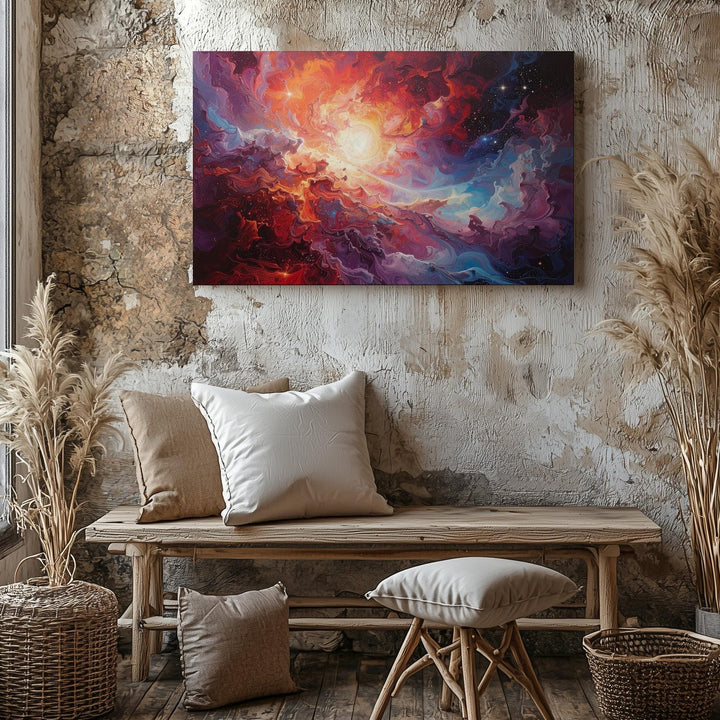 Supernova Burst Canvas – Fiery Cosmic Explosion Wall Art in Red & Violet - Gifitto