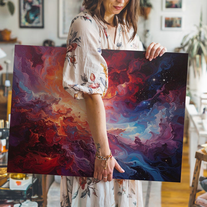 Supernova Burst Canvas – Fiery Cosmic Explosion Wall Art in Red & Violet - Gifitto
