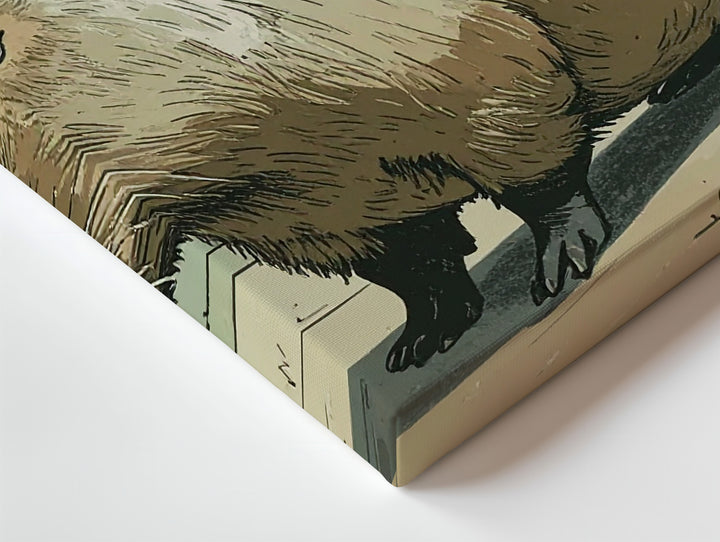 Cowboy Cat & Capybara Canvas – Whimsical Western Animal Adventure Art - Gifitto