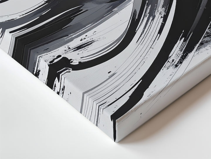 Monochrome Flow Canvas – Modern Dynamic Brushstroke Abstract Art - Gifitto