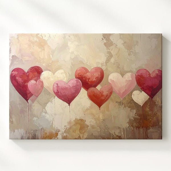 Pastel Heart Arc Canvas – Vintage Textured Romantic Wall Art - Gifitto