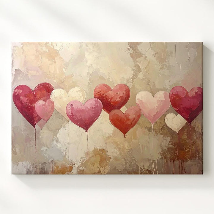 Pastel Heart Arc Canvas – Vintage Textured Romantic Wall Art - Gifitto