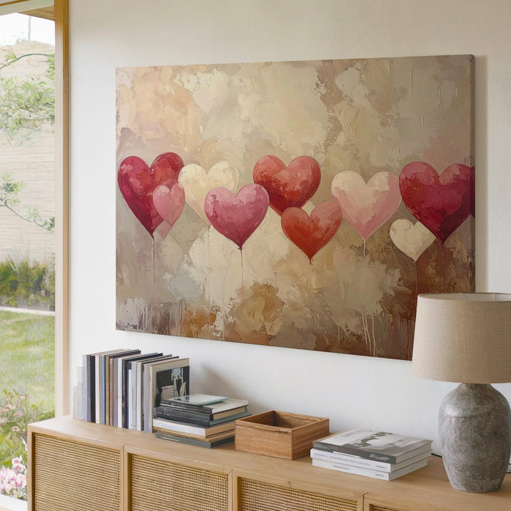 Pastel Heart Arc Canvas – Vintage Textured Romantic Wall Art - Gifitto