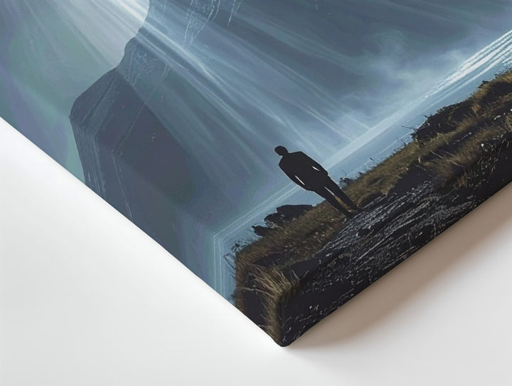 UFO Encounter Canvas – Mysterious Alien Craft and Lonely Figure - Gifitto