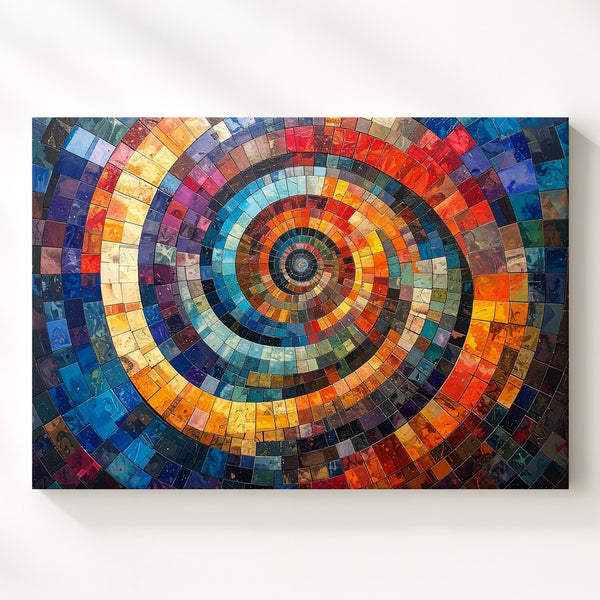 Vibrant Spiral Mosaic Canvas – Colorful Geometric Abstract Wall Art - Gifitto