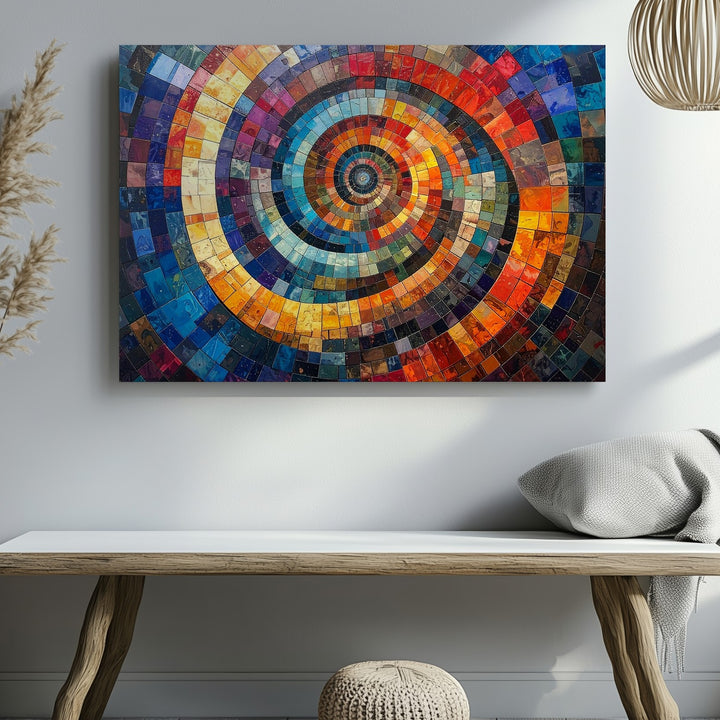Vibrant Spiral Mosaic Canvas – Colorful Geometric Abstract Wall Art - Gifitto